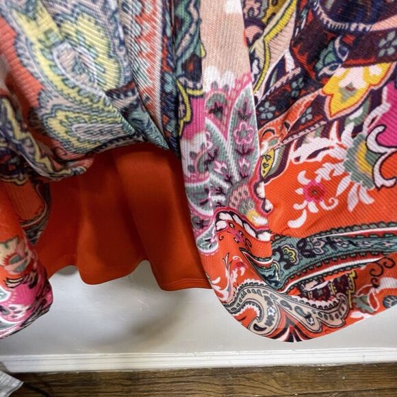 Leslie Fay Sleeveless Smocked Shift Dress Women's Sz 14 Paisley Floral Boho - Picture 12 of 16